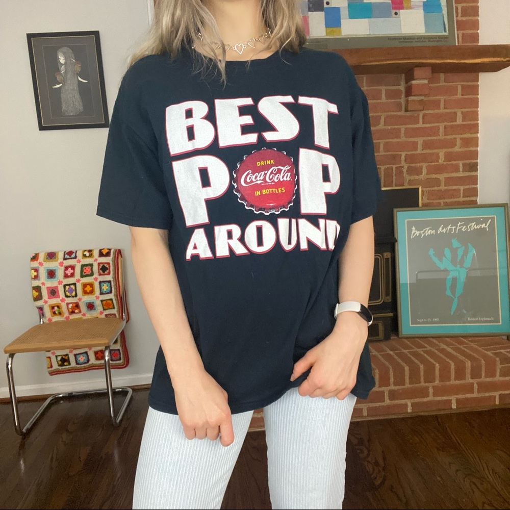Y2K 2010s Coca-Cola Best Pop Around Dad Joke Oversized Soda Graphic Tee - Picture 2 of 11